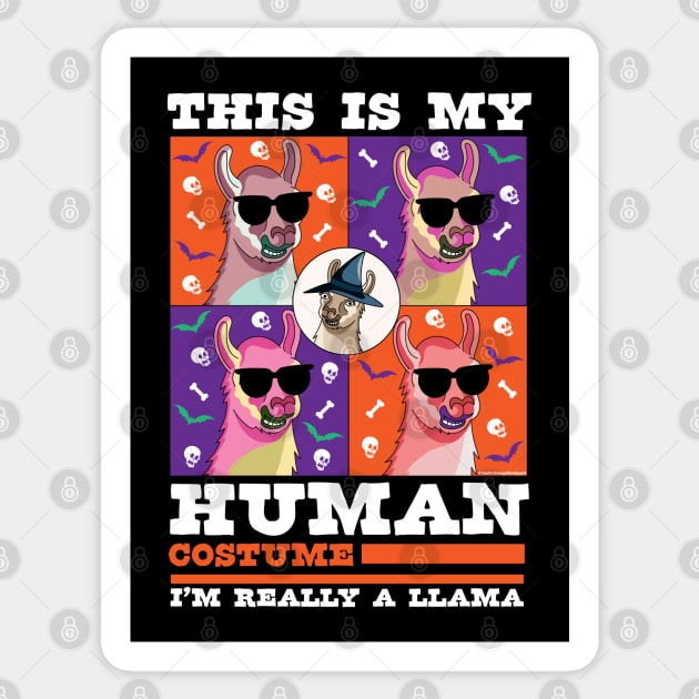 This is My Human Costume I'm Really A Llama Funny Halloween Sticker by OrangeMonkeyArt